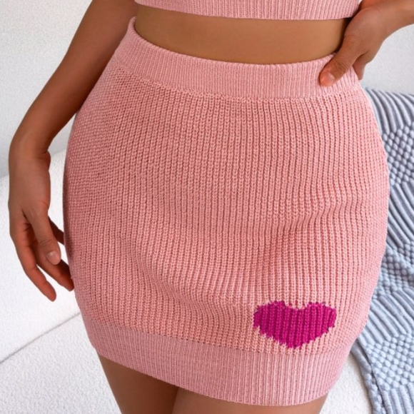 Sweetheart Ribbed Knit Set - Pink - Picture 3 of 5